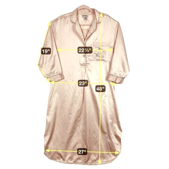 VTG Miss Elaine Lt Pink Nightgown Lingerie Embroidered Floral Pocket Womens SZ M - Picture 2 of 10